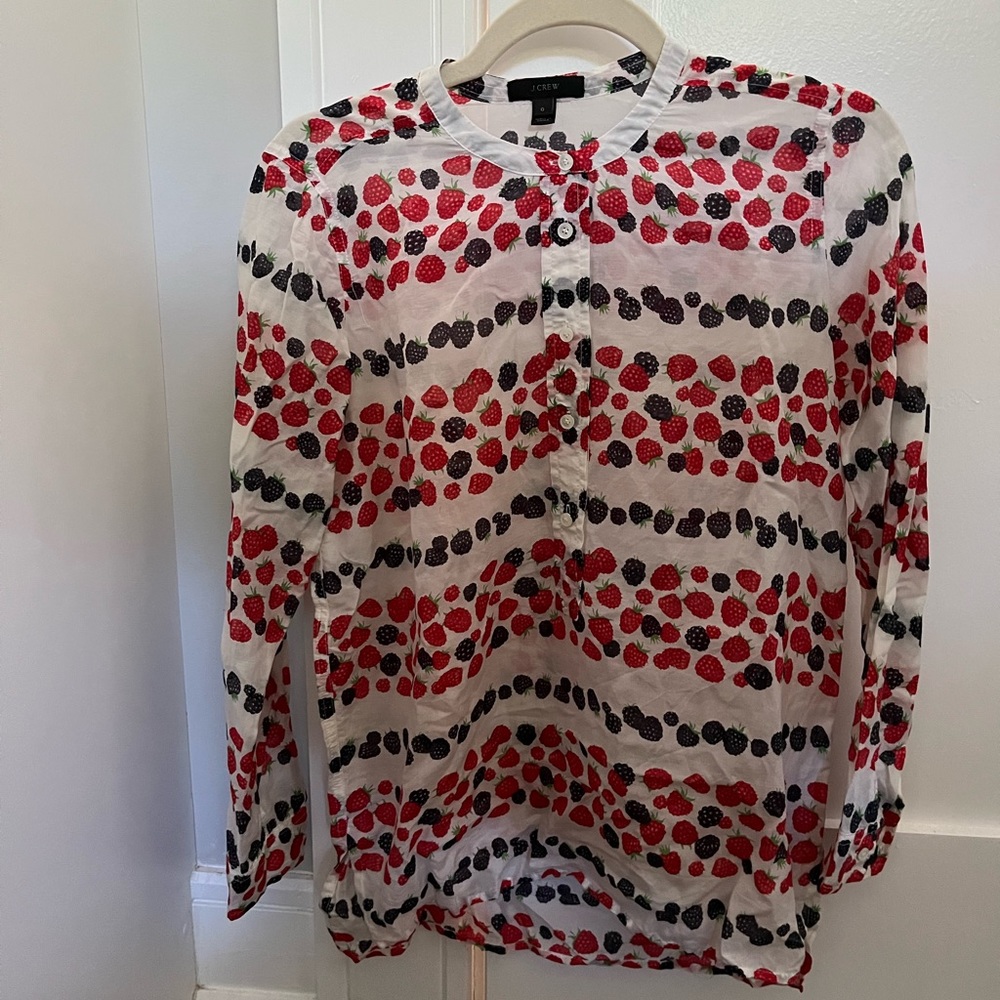J. Crew silk berry print shirt. Worn once